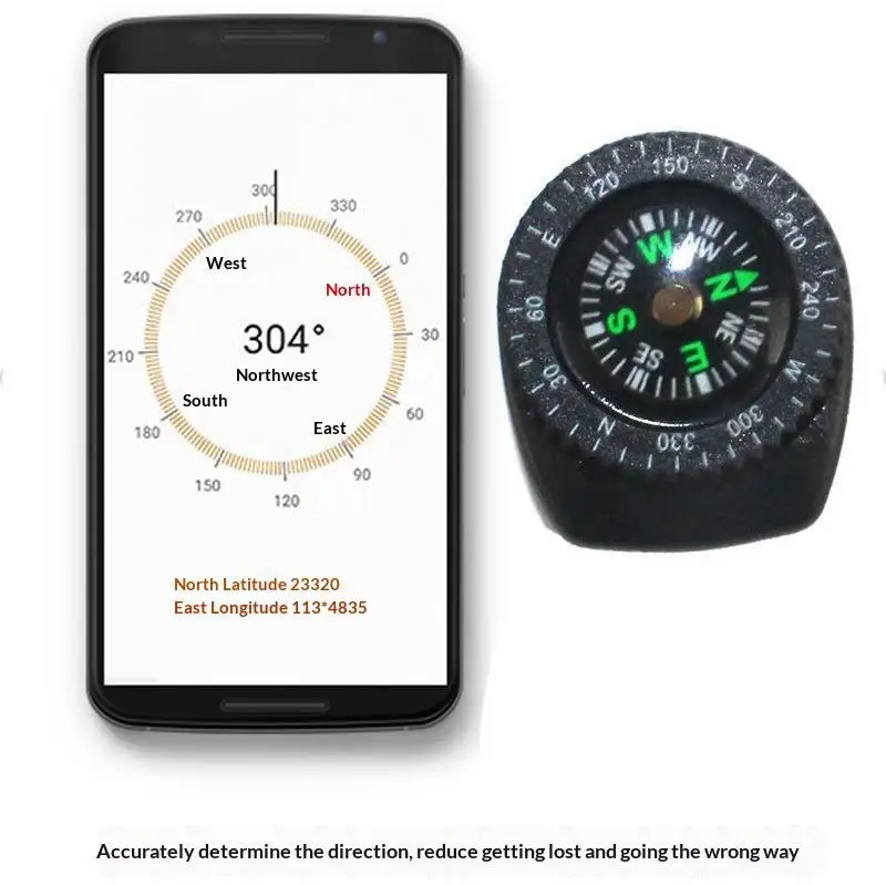 New Portable Removable Compass Outdoor Gadget  Hiking Camping Orienteering Backpacking  Reading CompassAcc