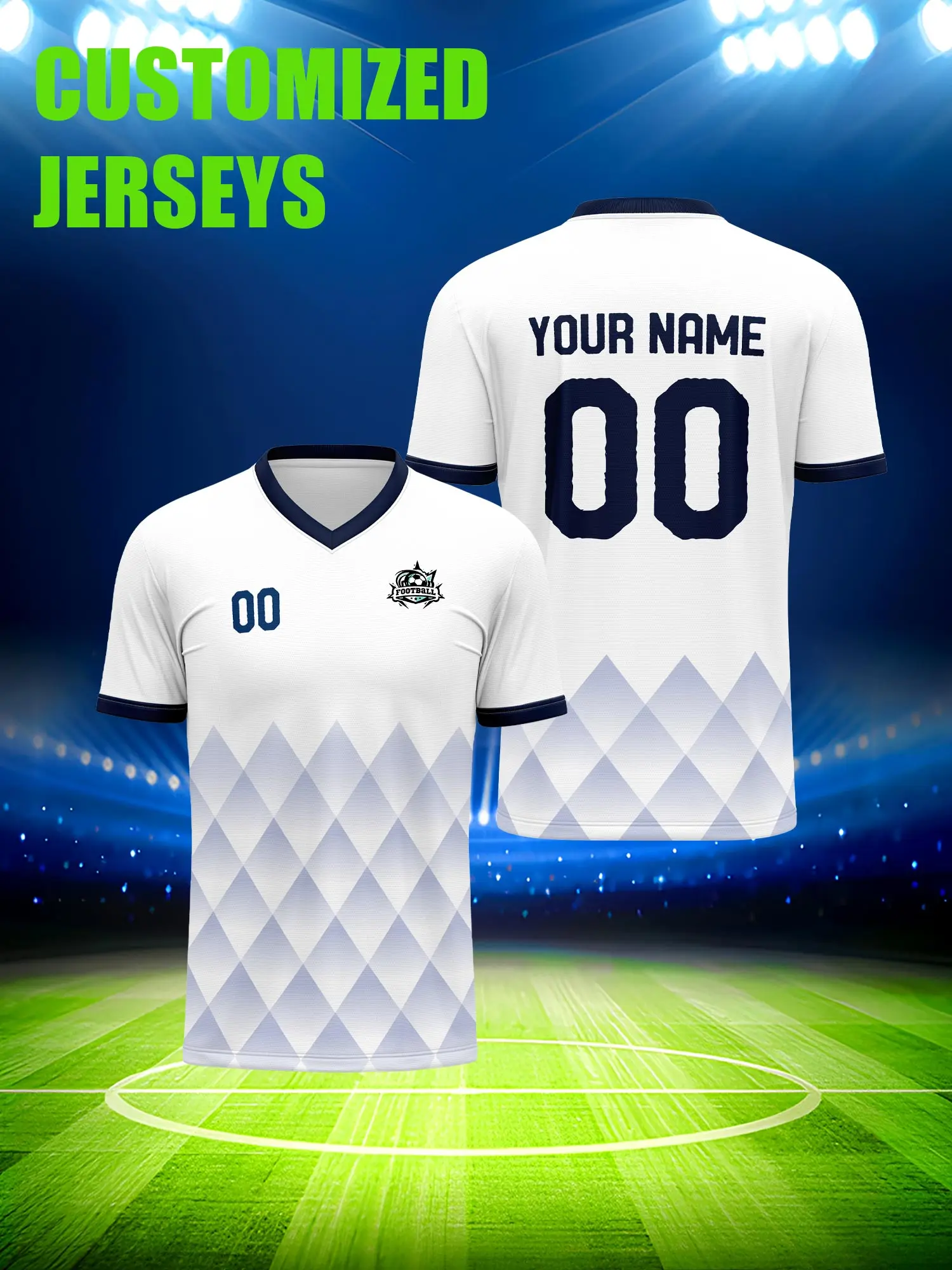 

Футболка для футбола с индивидуальным изображением, номером и именем, повседневная уличная модная одежда для футбола.