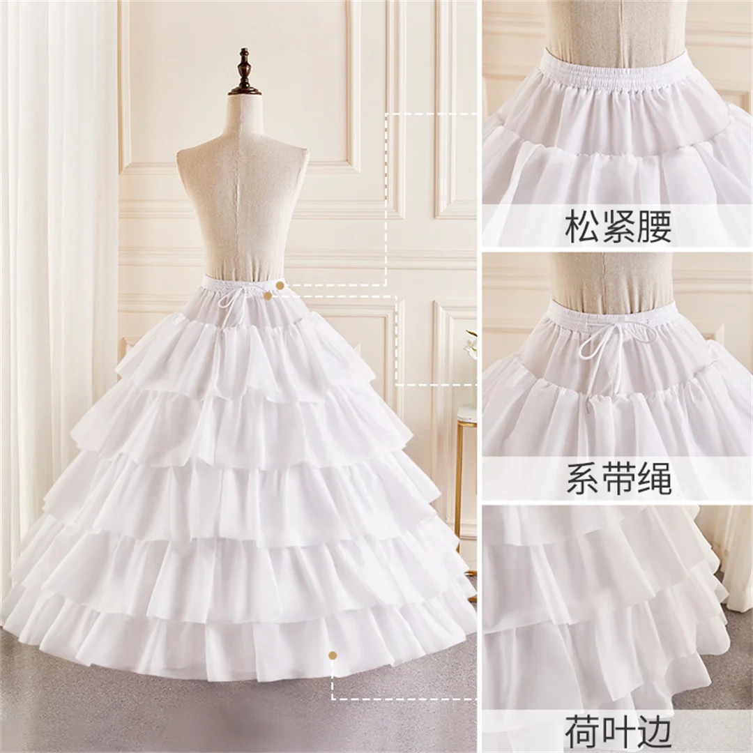 4 Hoops White Ruffles Plus Large Skirt Bride Bridal Wedding Dress Elastic Waist Ball Gown Puffy Support Petticoat for Women