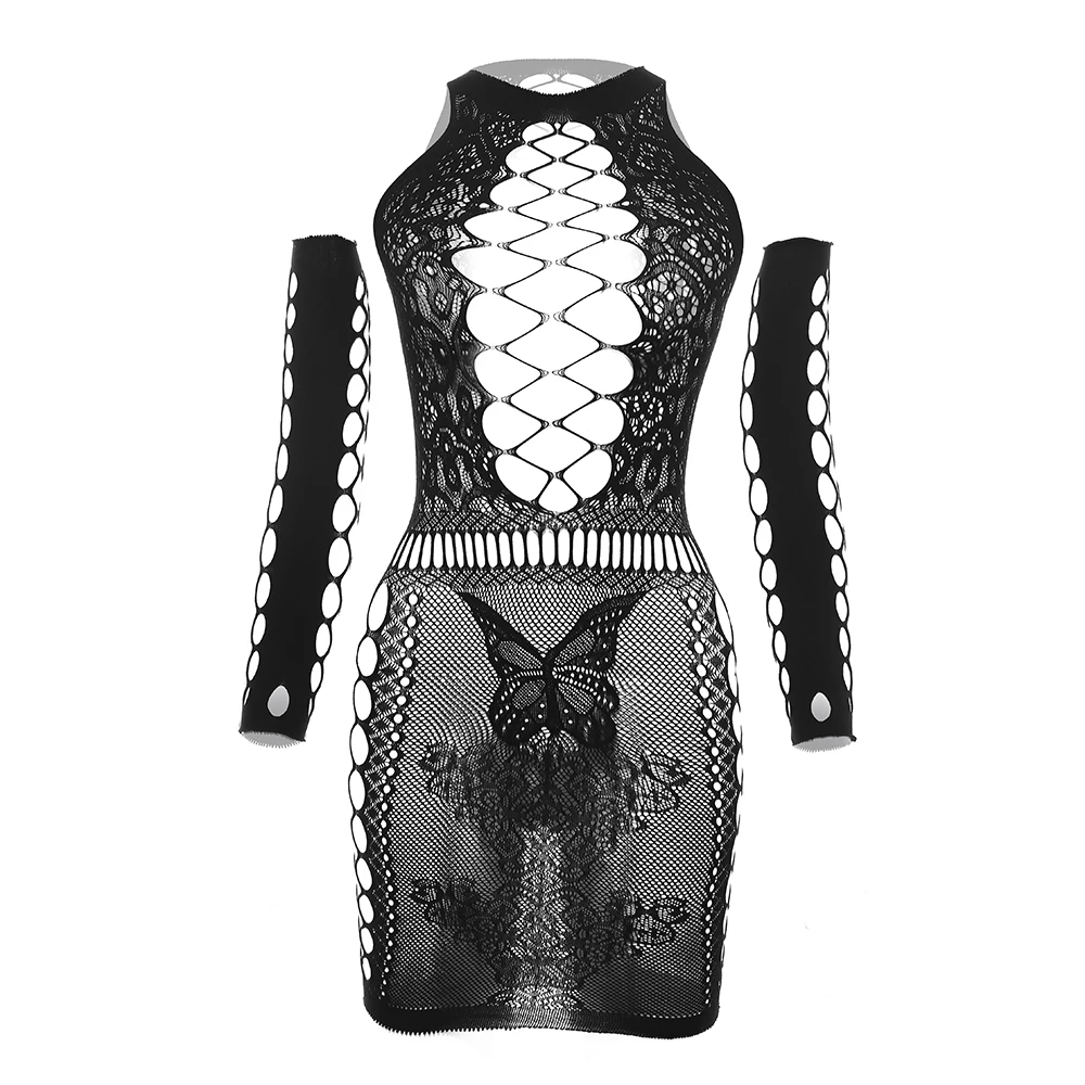 Gentleman Party Wear Erotic Club Dress with Glove Fishnet Lingerie Porno Costumes Sexy Underwear Fetish Gay Sissy Men Clothes