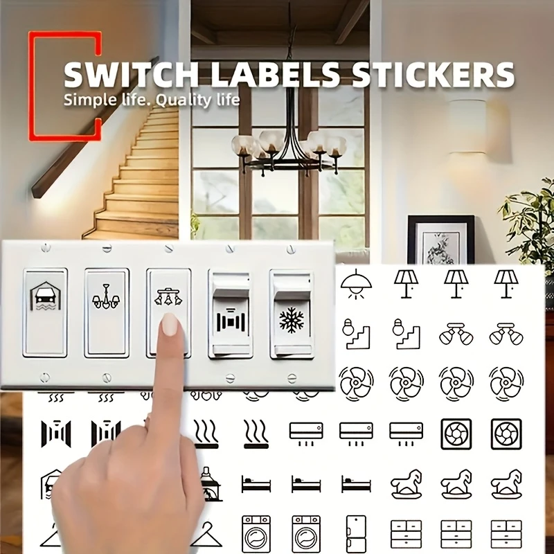 3Sets Clear Transparent Self‑Adhesive Switch Label Stickers Waterproof Oil‑Proof Plastic Panel Labels For Light Fan Heater Switc