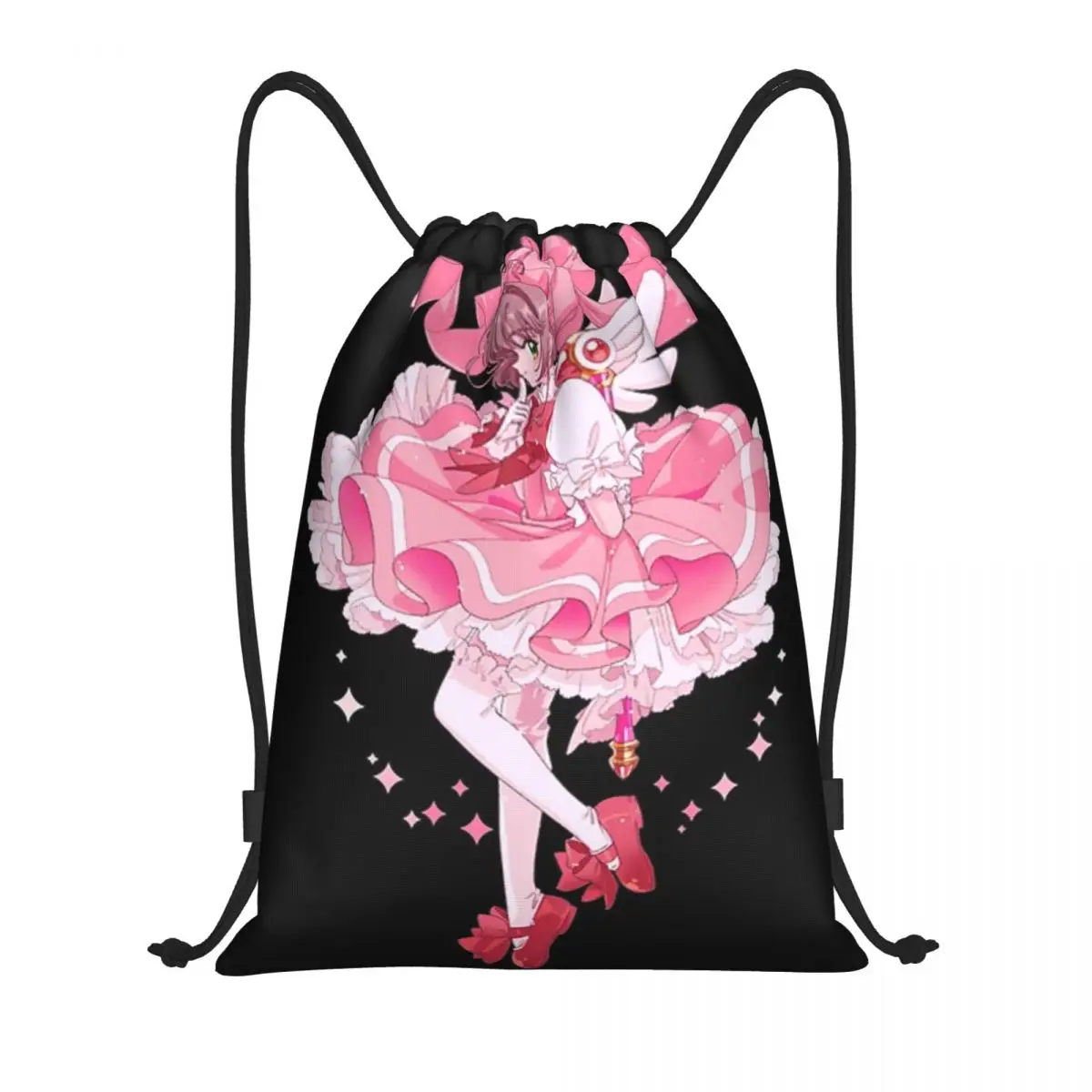 Kawaii Cardcaptor Sakura Sticker Sports Drawstring Backpack Sport Fitness Travel Outdoor Sackpack Beach Bags Basketball Bag