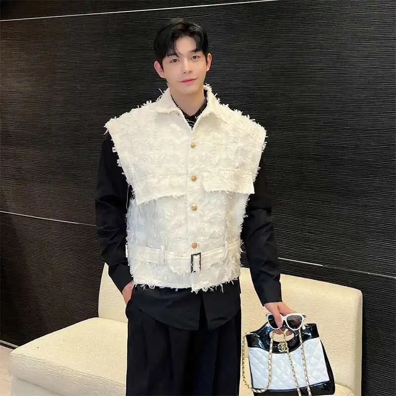 LUZHEN Tassels Burr Design Waistcoat Trendy Korean Men Vest Jacket Fashion Sleeveless 2025 Street Korean Clothes Original LZ5340