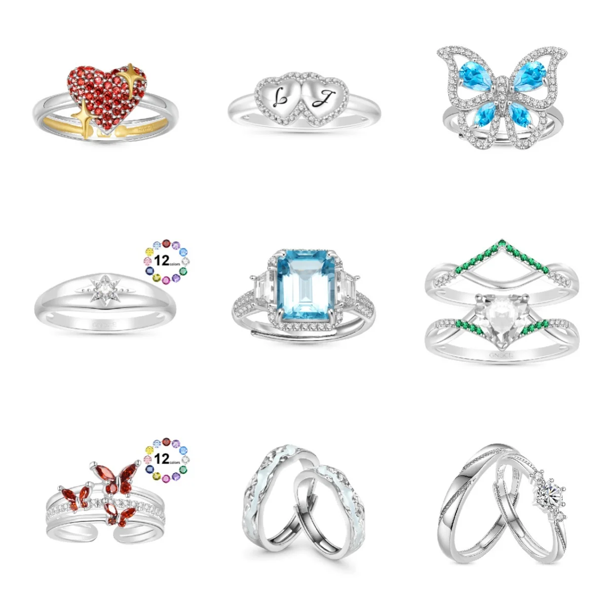 

Sterling Silver Eight Mans Star Lovers Exquisite Cold Wind Sweet Cool Index Finger Ring.