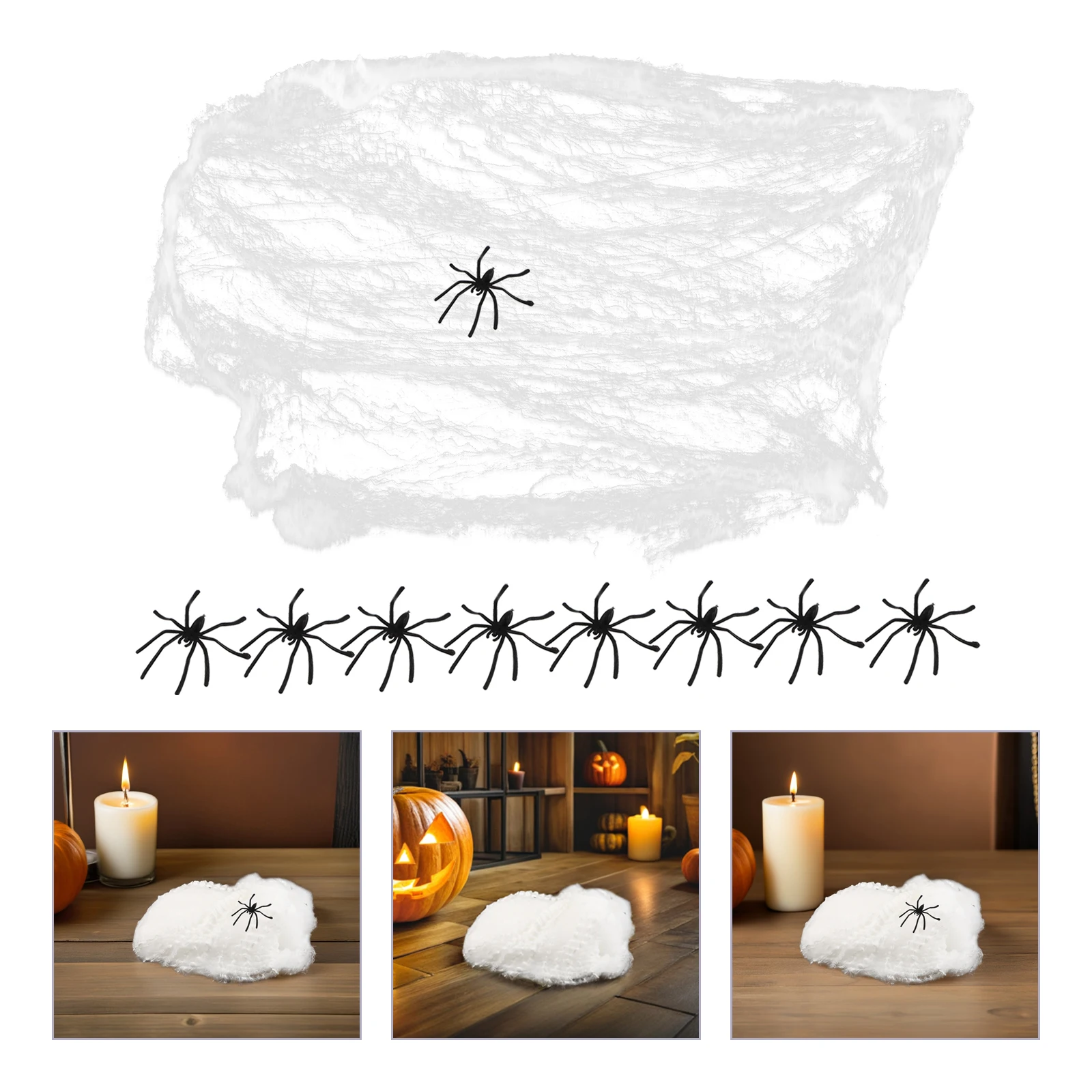 

Spider Web Decoration Black Plastic Spiders Cotton Halloween Indoor Webs Fake Party