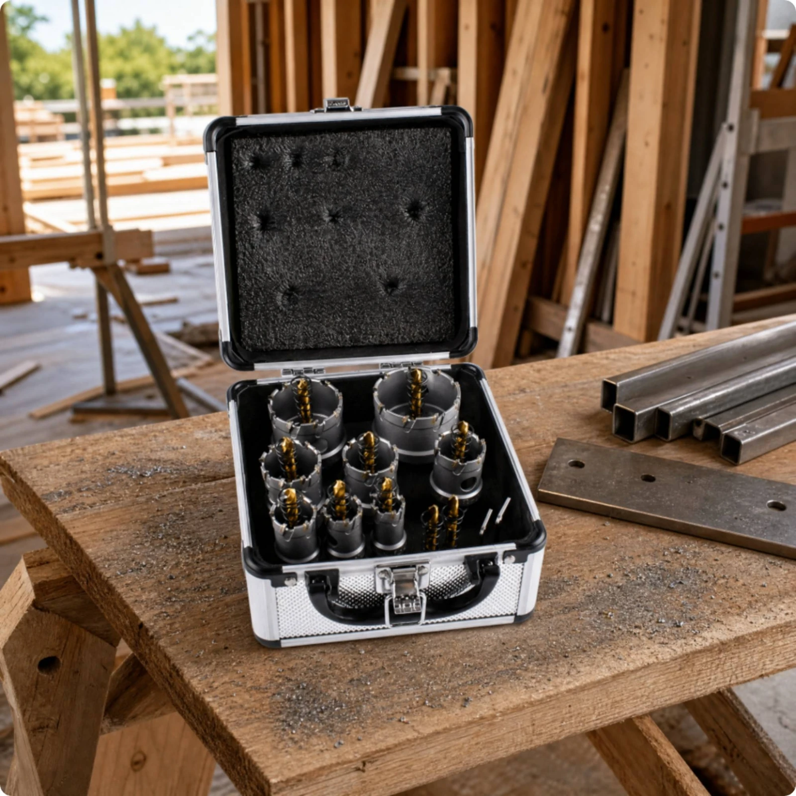 8 Pieces Metal Hole Saw Kit Wear Resistant Metal-Cutting Hole Saw Kit with Pilot Bits and Hex Keys Burr-Smooth-Edged Long