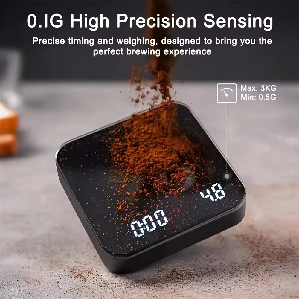 3kg/0.1g Coffee Scale with Timer Kitchen Tools Digital Multifunction Weighing Scale Pour Over Drip Espresso Scale LCD Display