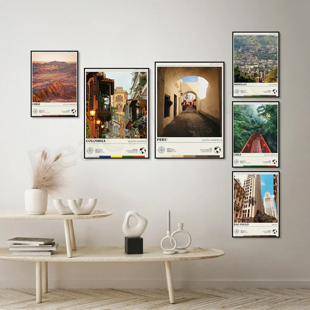 Rio de Janeiro, Caracas, Ecuador, Venezuela, Guyana, Peru, Chile, Medellin, Bogota, Brazil, Lima, South America travel poster ar