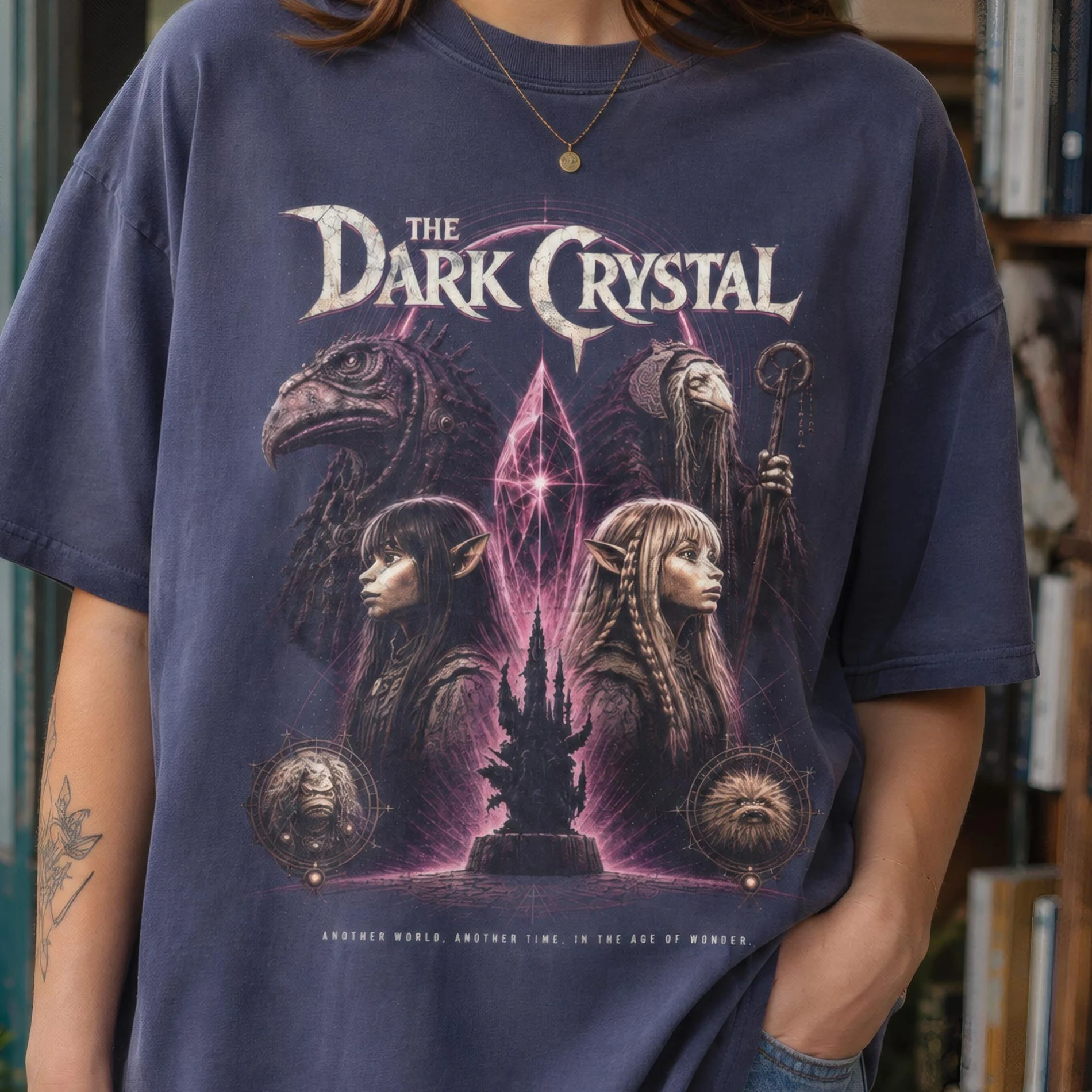 Dark Crystal Shirt, Heavyweight Cotton Relaxed Fit 80s Fantasy Graphic