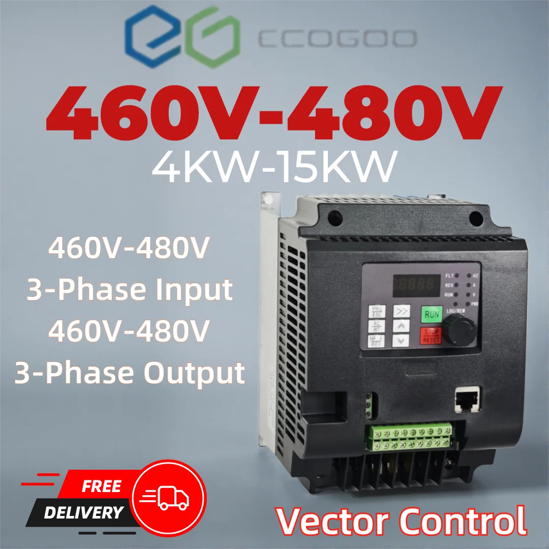 

3 Phase VFD Inverter 460V-480V Output Frequency Converter 4/5.5/7.5/11/15KW 460V-480V Motor Pump Speed Control Variator Drive