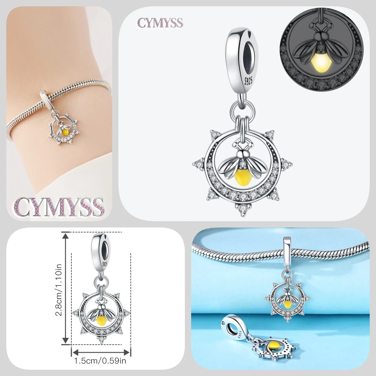 Zierlicher Anhänger aus 925er Sterlingsilber mit Engel-Gebetsperle, passend für Armreif, Armband, Halskette, DIY-Schmuck, Geburtstagsgeschenk für Frauen – Detail 39