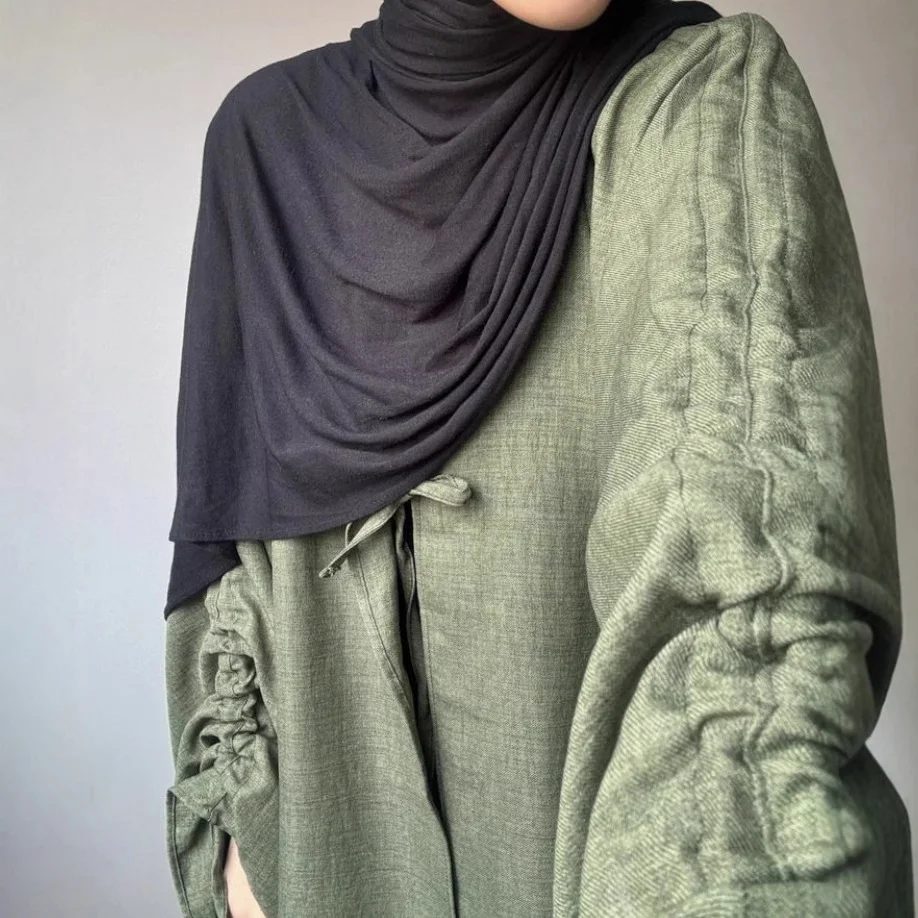 Otwarte Kimono Abaya z długim rękawem Ramadan Maxi Długość Sukienka, Odzież damska, Muzułmański kardigan Abayas Out kaftany Jilbabs