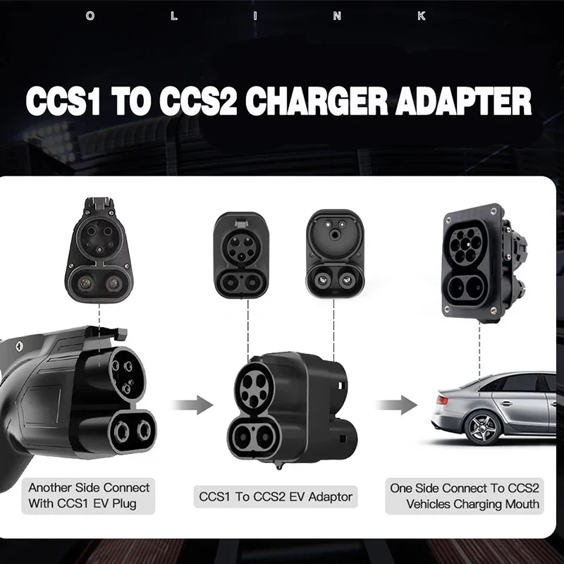 OLINK 300v-1000v 250kw 전기차 TPC DC 급속 EV 커넥터 CCS1에서 CCS2 어댑터 테슬라용 썸네일 6