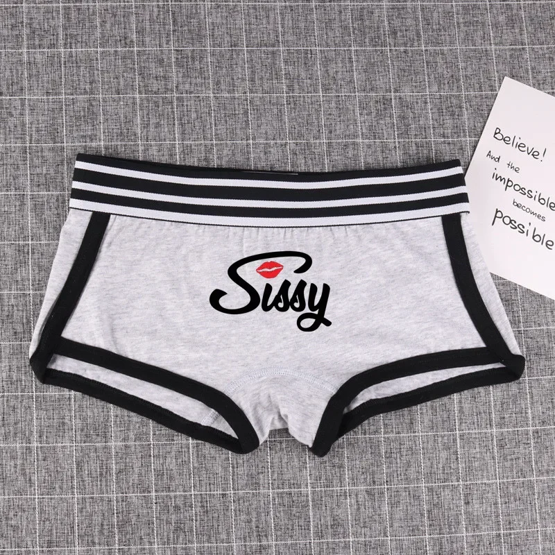 Sexy Lips SISSY Underwear for Women Funny Female Boxer Shorts Cotton Boy Shorts Cute Girl Panties Breathable Womens Intimates