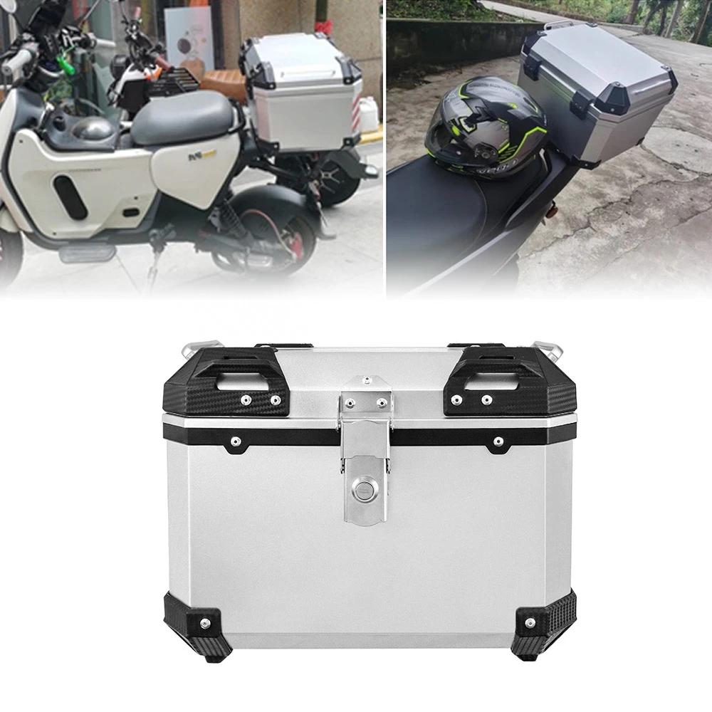 

45L Universal Motorcycle Aluminum Alloy Rear Trunk Luggage Case Quick Release Electric Motorbike Waterproof Tail Box Storage Box