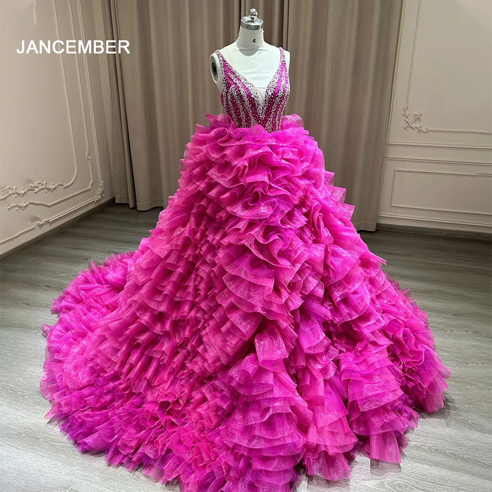 2024 Quinceanera Dress Sweet 15 16 Ball Gown Ruffles Princess V-neck Applique Sequins Beading Formal vestido de 15 quinceañera