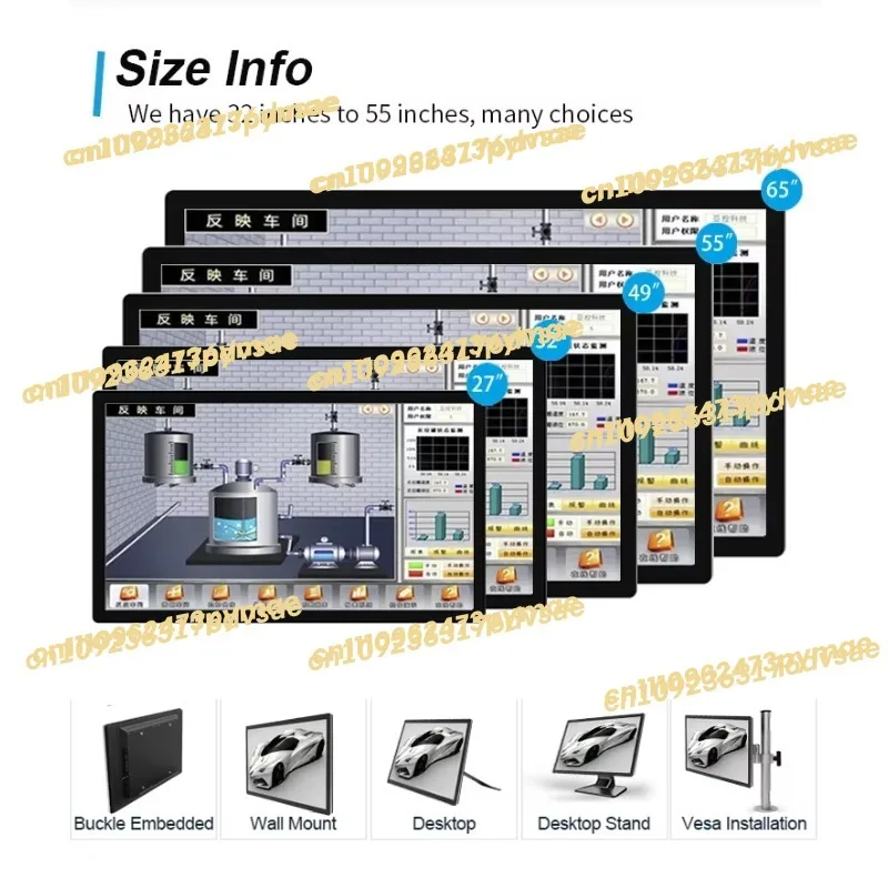 

NEW 27 32 43 Inch 1920x1080 Android System Wall Mounted Lcd Display Waterproof Industrial Capacitive Touch Screen Monitor