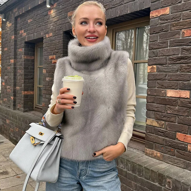 

Ticketsx Vintage Wool Vest Jacket Fashion Solid Sleeveless Patchwork Warm Vest Jacket Autumn Winter Female High Street Jacket