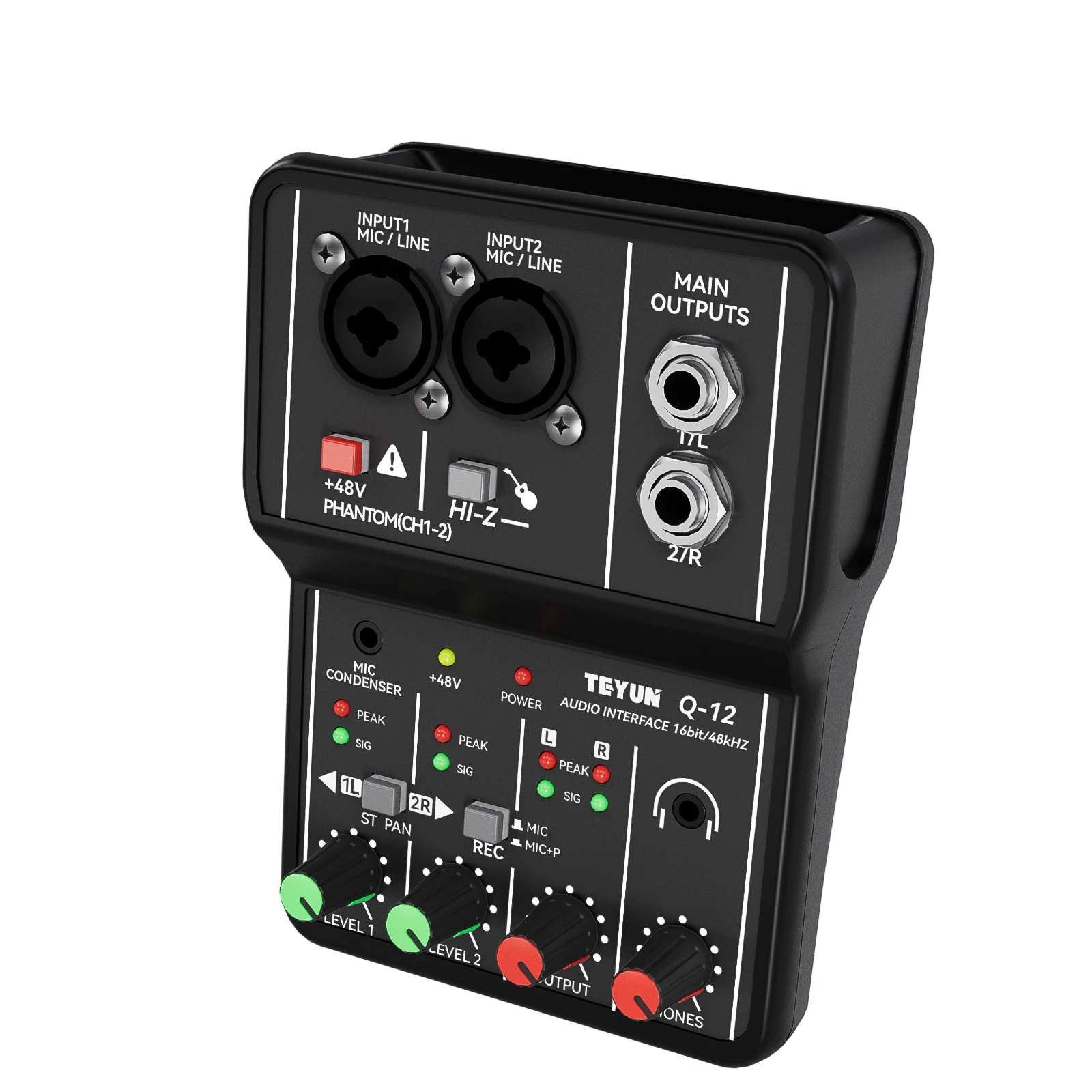 TEYUN Q-12 Professional Audio Sound Card With Monitor Electric Guitar Recording Live Broadcast For Singing Computer PC Studio