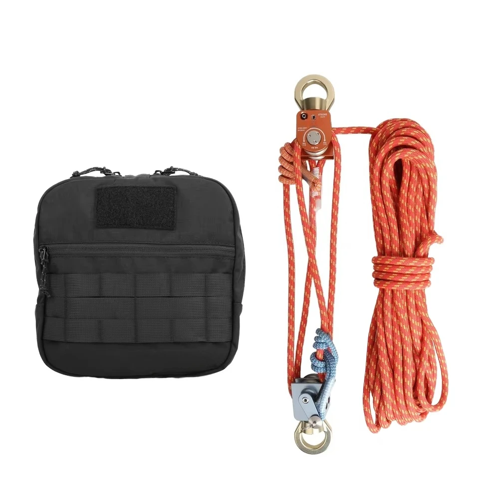 Rock Climbing Pulley & Rope Bag Kit Outdoor Aerial Rescue Gear for Mountain Ice Climbing Exploration