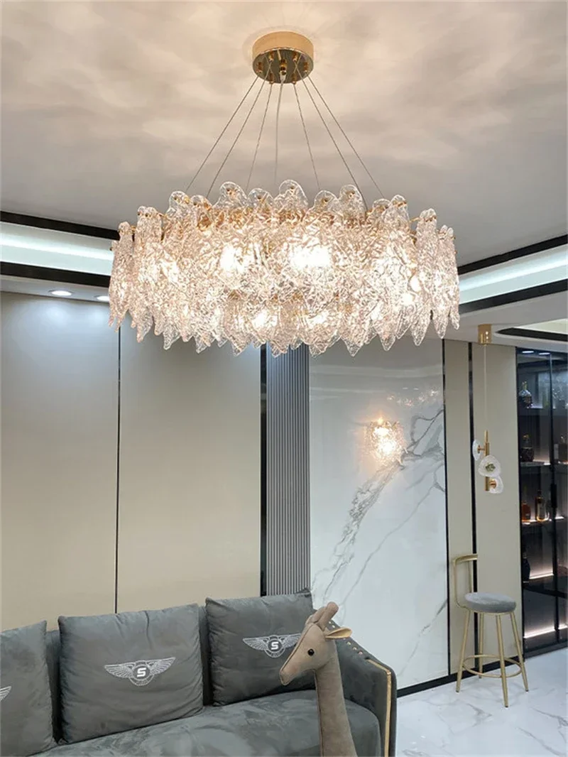 NAVIMC Contemporary Luxury Home Bedroom Led Round Ceiling Crystal Modern Chandeliers & Pendant for Living Room