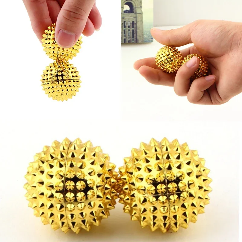 1 Pair Magnetic Hand Massage Ball Relieves Muscle Tension Acupoint Muscle Relaxation Stabbing Ball Male and Female Golden Tool