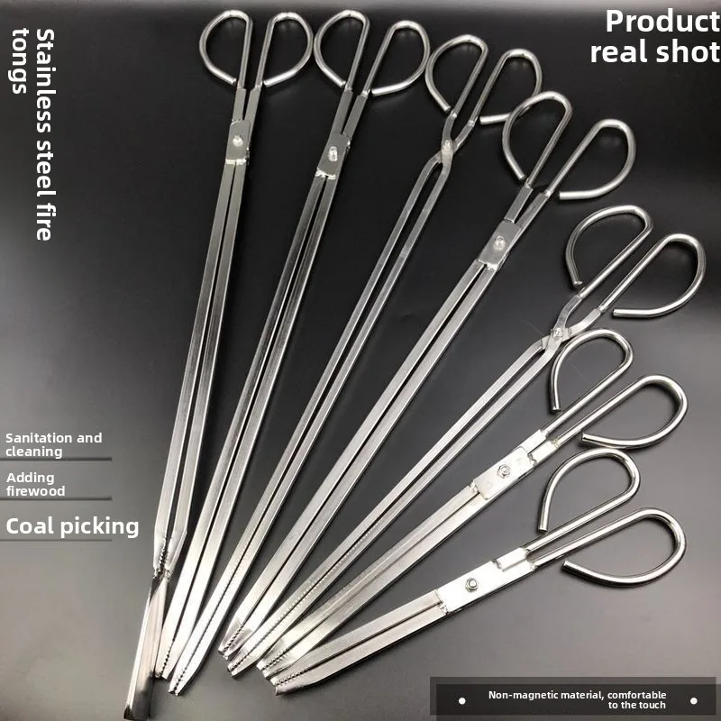 

Stainl Steel Old Sle BBQ Clam Forceps Waste Paper Basket Tongs Kitchen Toilet Coal Ball-forceps Household Purposes