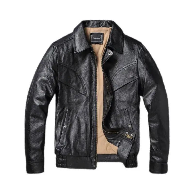 2026 New Style Men's Large Size Leather Jacket Male Motorcycle Larger Version Loose Flight Suit Pure Head Layer Cowhide Coats - view 5