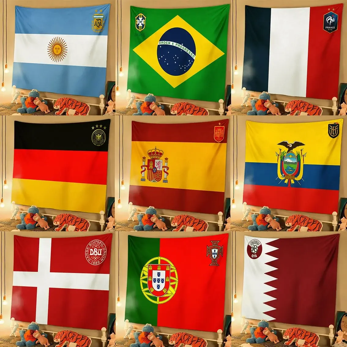 Football National Team Flag Hanging Cloth Fans Around The Background Cloth Football Fan Supplies Decoration