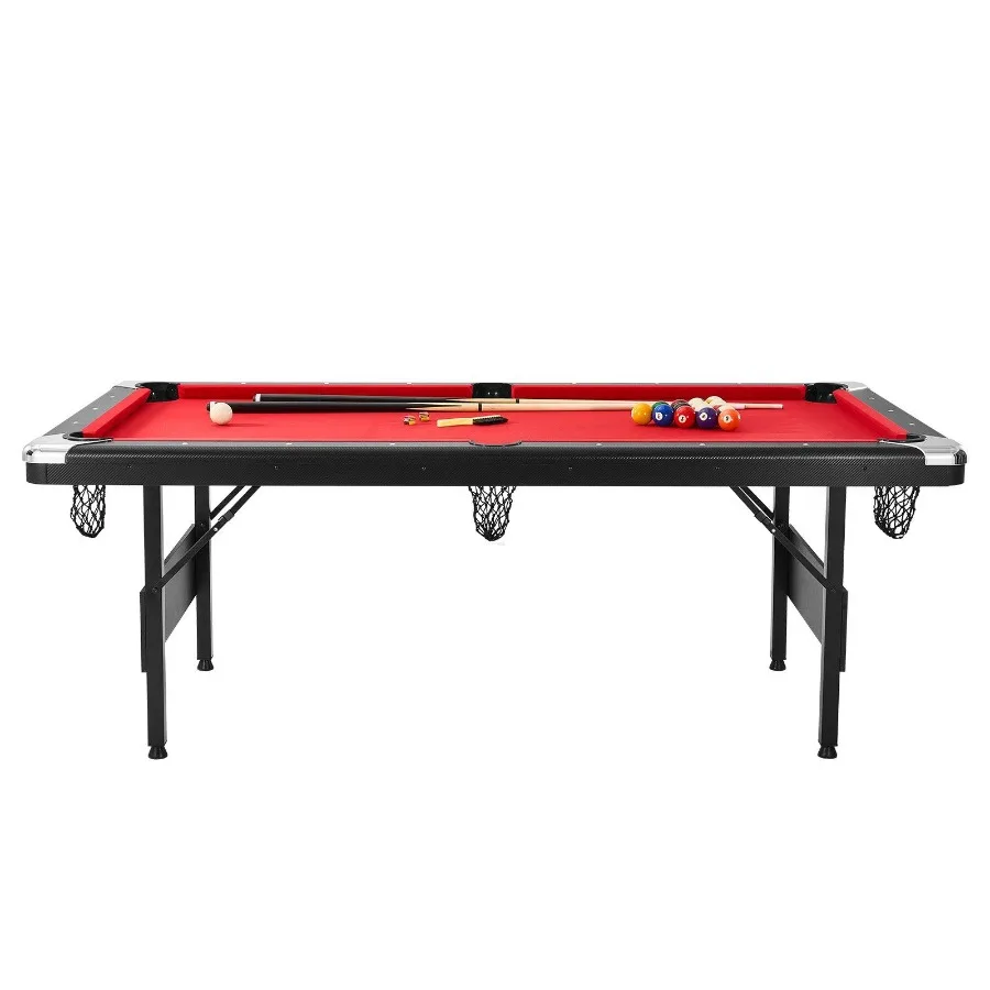 

Billiards Table 7 ft Pool Table Portable Foldable SpaceSaving Table Billiard Table Set Includes Balls Cues Chalks and Brush Bl