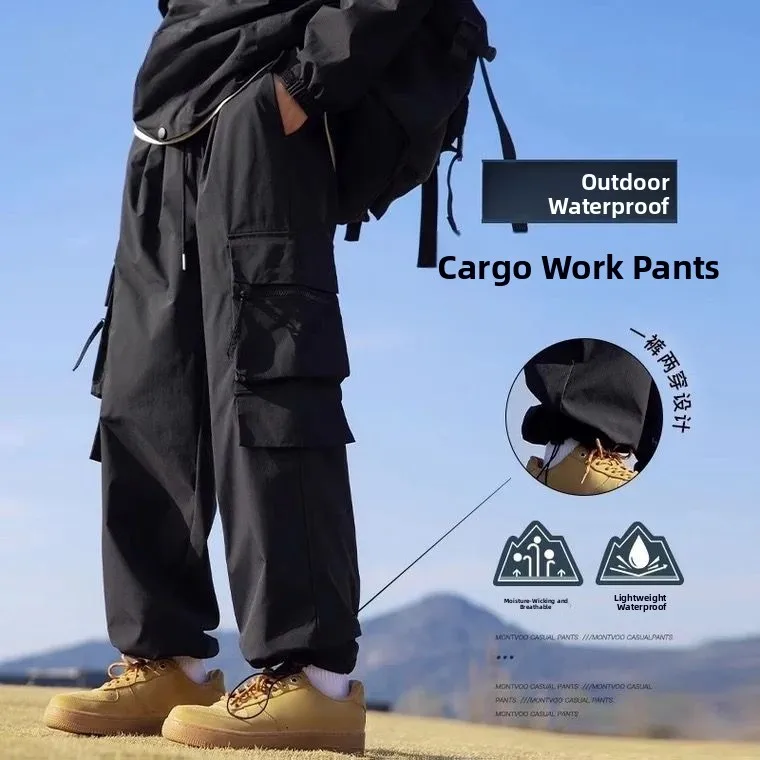 

Американские рабочие брюки в стиле ретро, мужские большие размеры, весна-осень, новые свободные манжеты, модные повседневные длинные брюки Harlan, мужские свободные брюки-карго...