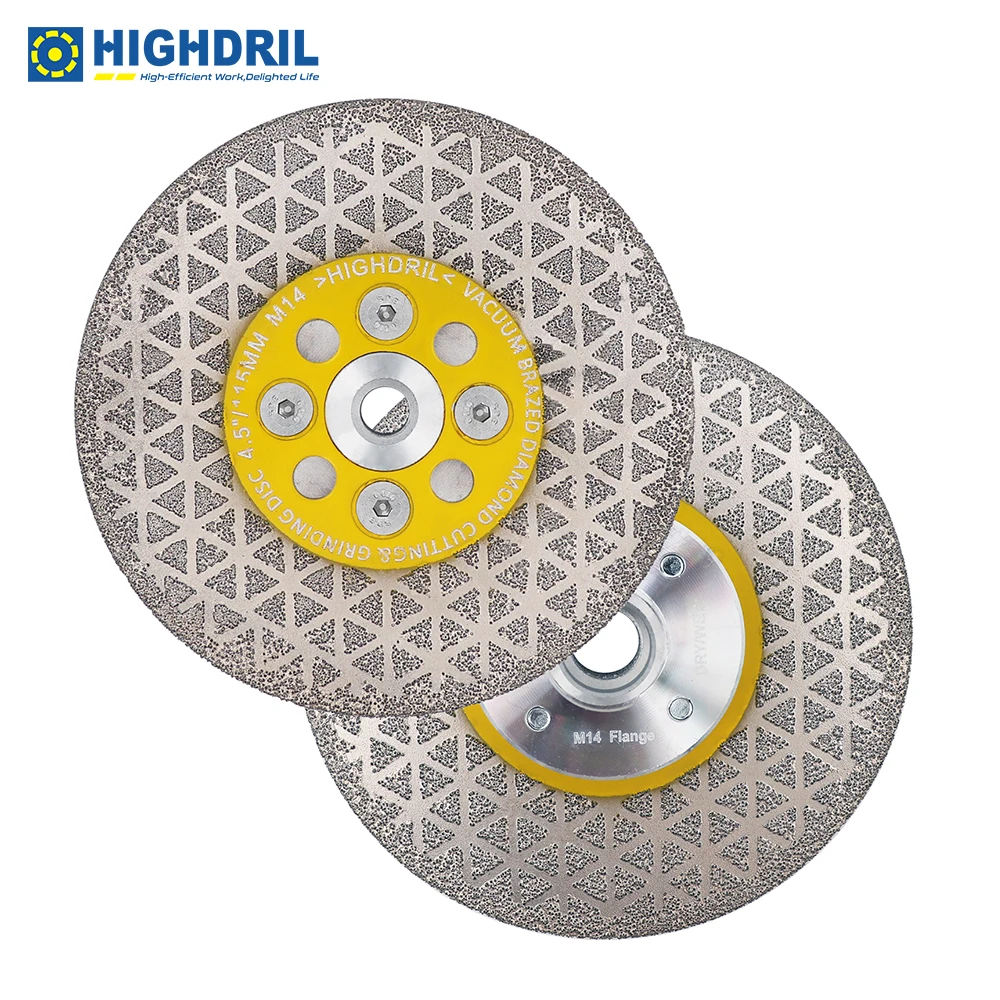 HIGHDRIL 1/2pcs Double-sided Cutting Grinding Disc Saw Blade 115mm M14 Flange Quartz Tile Marble Granite Cutter Plate 4.5inch