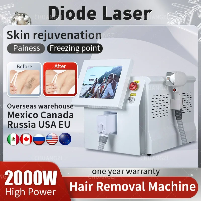 

808nm Diode Laser Hair Removal Machine 5000W Alexandrite Physical Underarm Face Whole Body Ice Point Permanent Painless Epilator