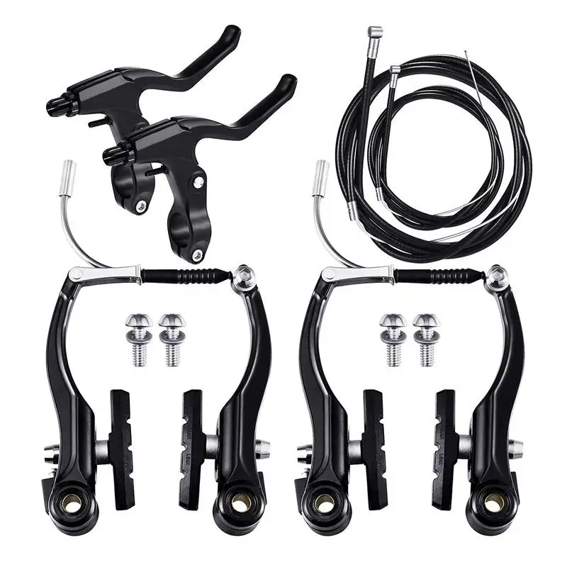 Complete Mtb Alloy Bicycle Mountain Bike V Brake And Lever And Cable (Front + Rear) Set Brake Sensitivity Bike Brake Set