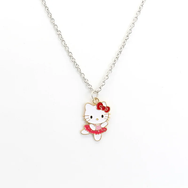 Lovely Cartoon Hellokitty Sanrio Anime Kids Chain Necklaces Cute Hollowed Kitty Alloy Necklace for Women Girls Birthday Gift