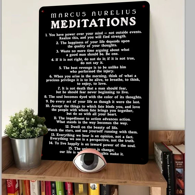 Marcus Aurelius Meditations Inspirational Quotes Metal Wall Art for Home Office Decor Philosophy Poster