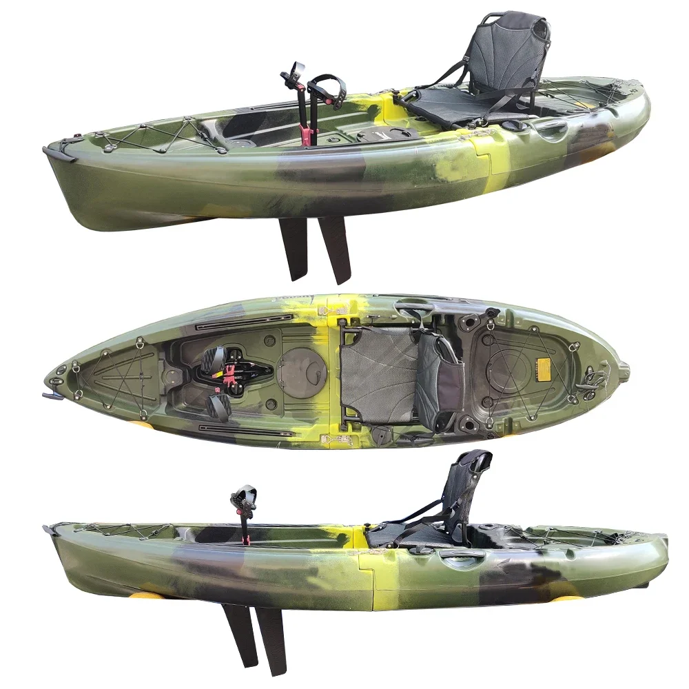 9ft Plastic Splice Motorized Fishing Boat Removable Fishing Kayak Canoe Single Sit On Top