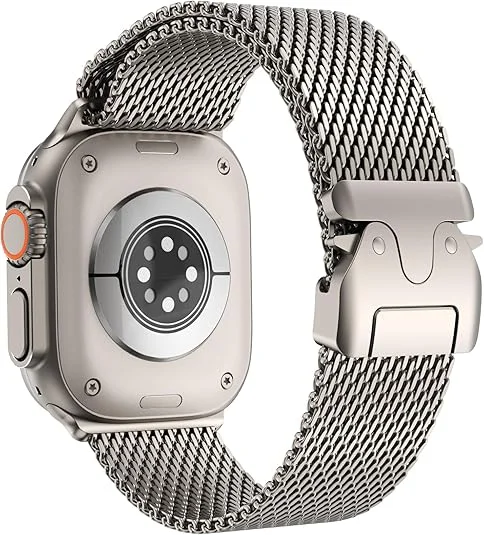 

Оригинальная титановая миланская сетчатая петля для Apple Watch Ultra 2, регулируемый браслет 49 мм для мужчин