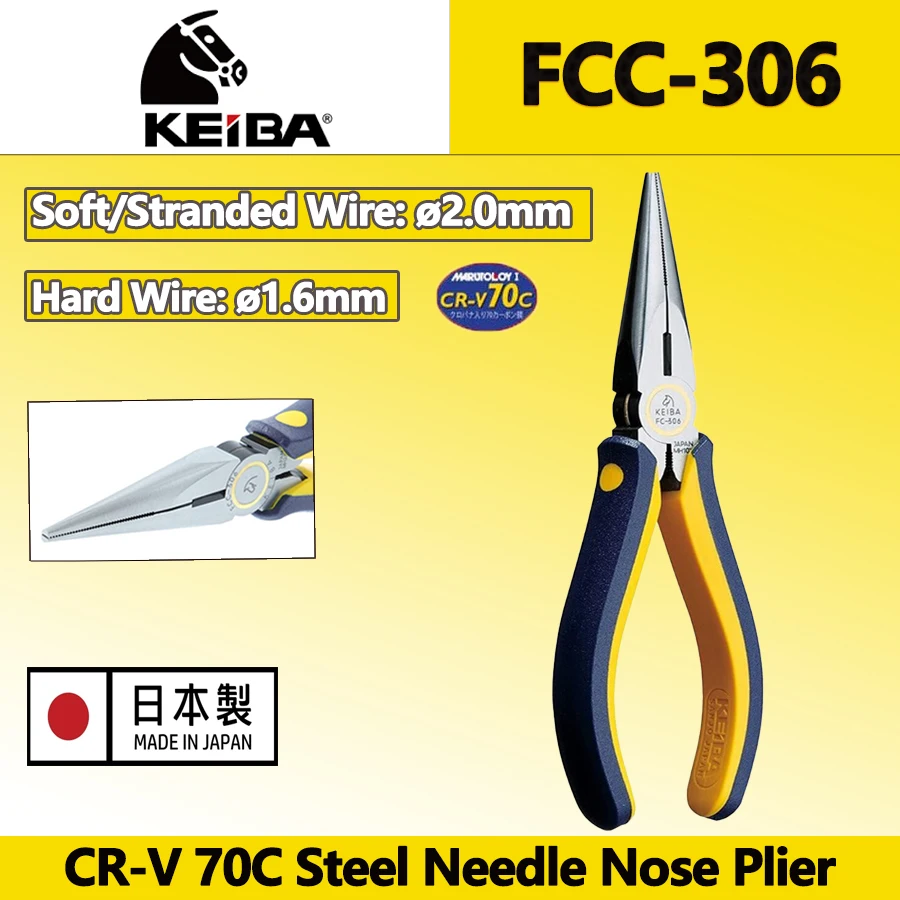 

KEIBA FCC-306 Плоскогубцы с игольчатым носом 150 мм CR-V 70C Стальной сверхмощный кусачки для проволоки с режущим краем Плоскогубцы для электрика