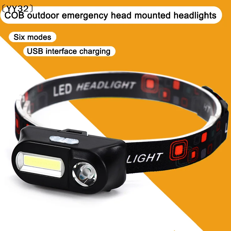Multi-Function Usb Port Rechargeable Headlamp Cob Outdoor Emergency Head Torch 18650 Battery Fishing Light〔YY32〕