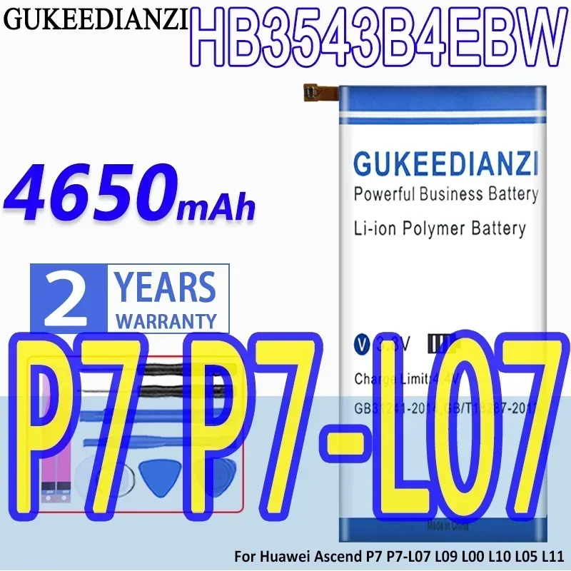 Аккумулятор GUKEEDIANZI большой емкости HB3543B4EBW 4650 мАч для Huawei Ascend P7 P7-L07 L09 L00 L10 L05 L11, аккумуляторы для мобильных телефонов