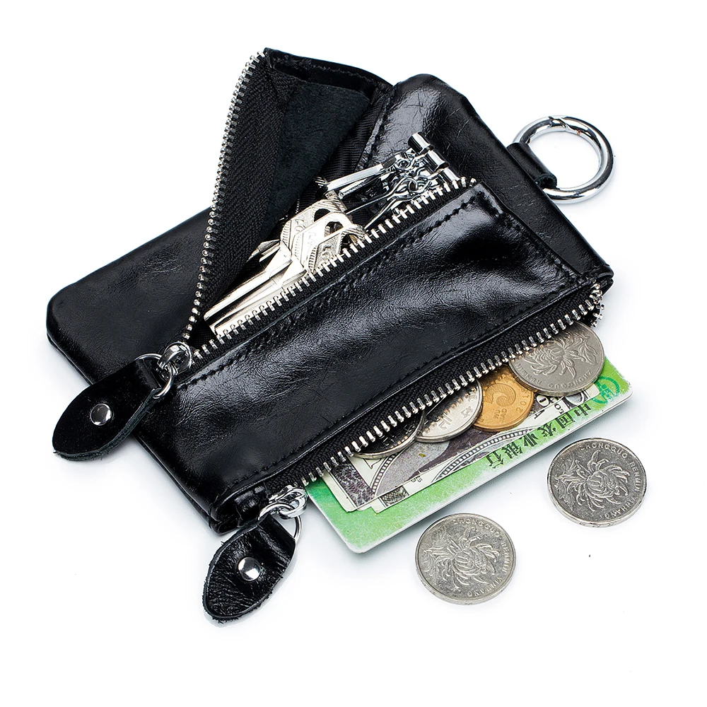 Retro head layer cowhide contracted key package zero wallet in one multi-function key rings both men and women