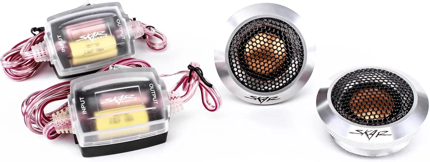 High-Performance 1-Inch Aluminum Dome Tweeters, 320W Max Power, Neodymium Magnets for Clear Sound - Pair