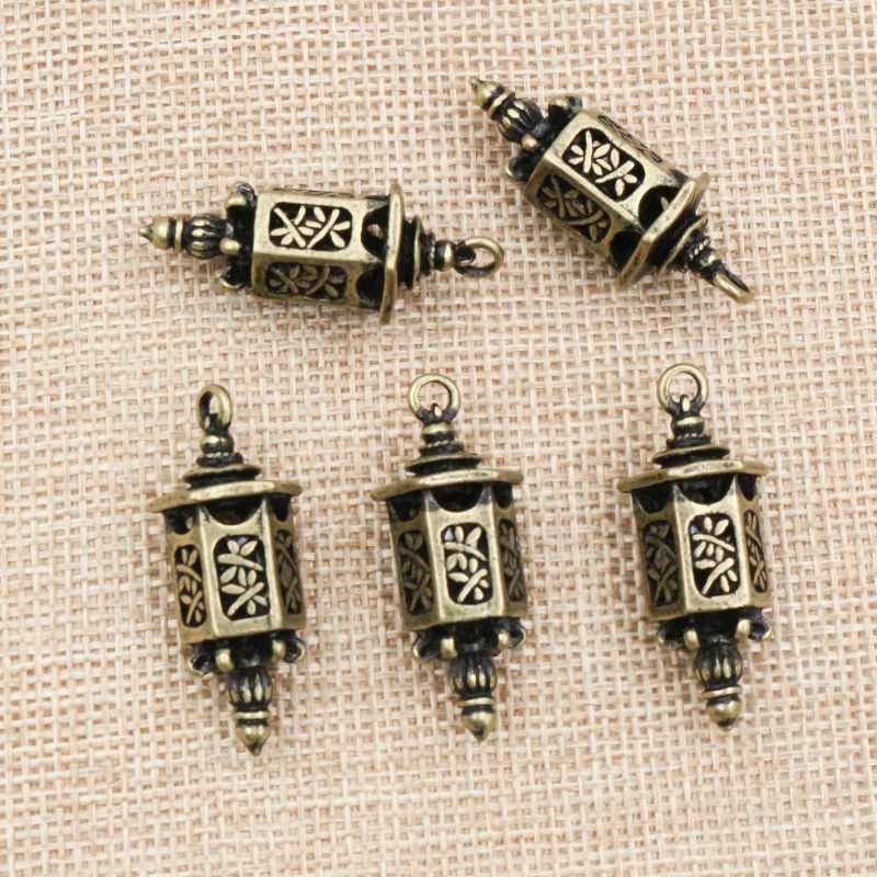 3 sztuk 35x12mm Antique Bronze Plated latarnia ręcznie robiony wisiorek: DIY dla bransoletka naszyjnik
