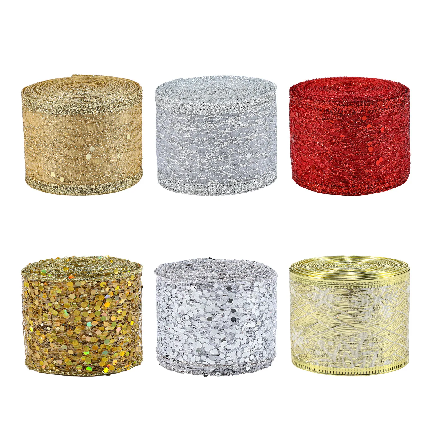 Gold Ribbon Elegant Diy Gift Bow Sequin Ribbon Rustic Wreath Decor Ribbon For Christmas Tree Gift Packaging Holiday Decoration