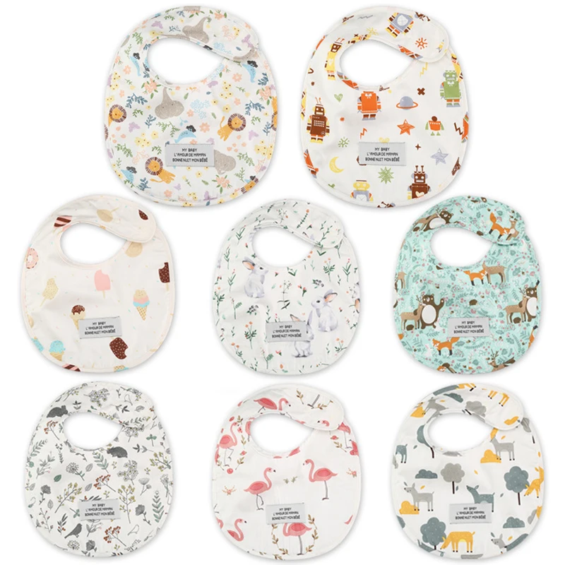 Korean Style Baby Waterproof Bibs Infants Cotton Print Feeding Saliva Towel Newborn Toddler Soft Burp Cloth For Cute Kid Bib New