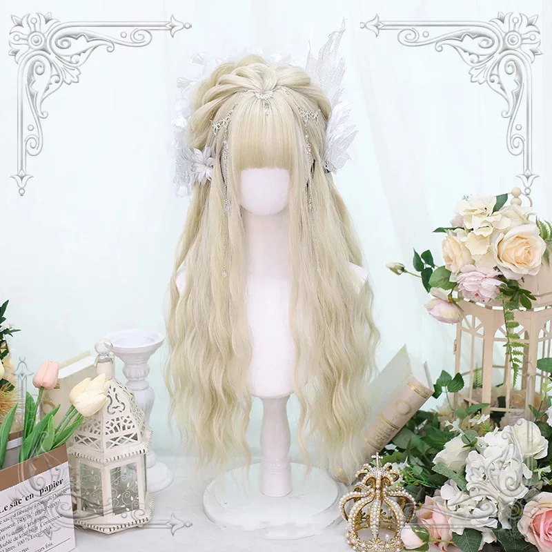 

zizi 2025 L-email синтетические волосы блондинка парики Лолиты женские длинные волнистые с челкой 65 см 25,6 дюйма парик Kawaii термостойкий P