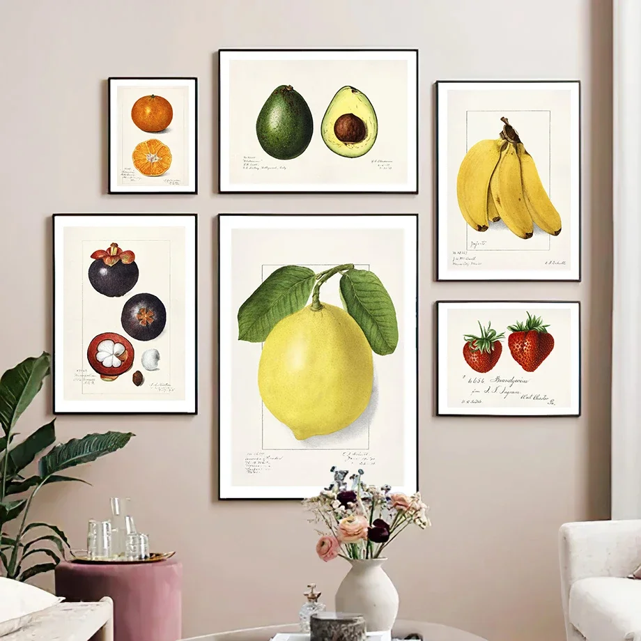 Fruit Market Cherry Lemon Avocado Banana Wall Art Aesthetics Print Canvas Painting Posters for Living Room Modern Home Decor