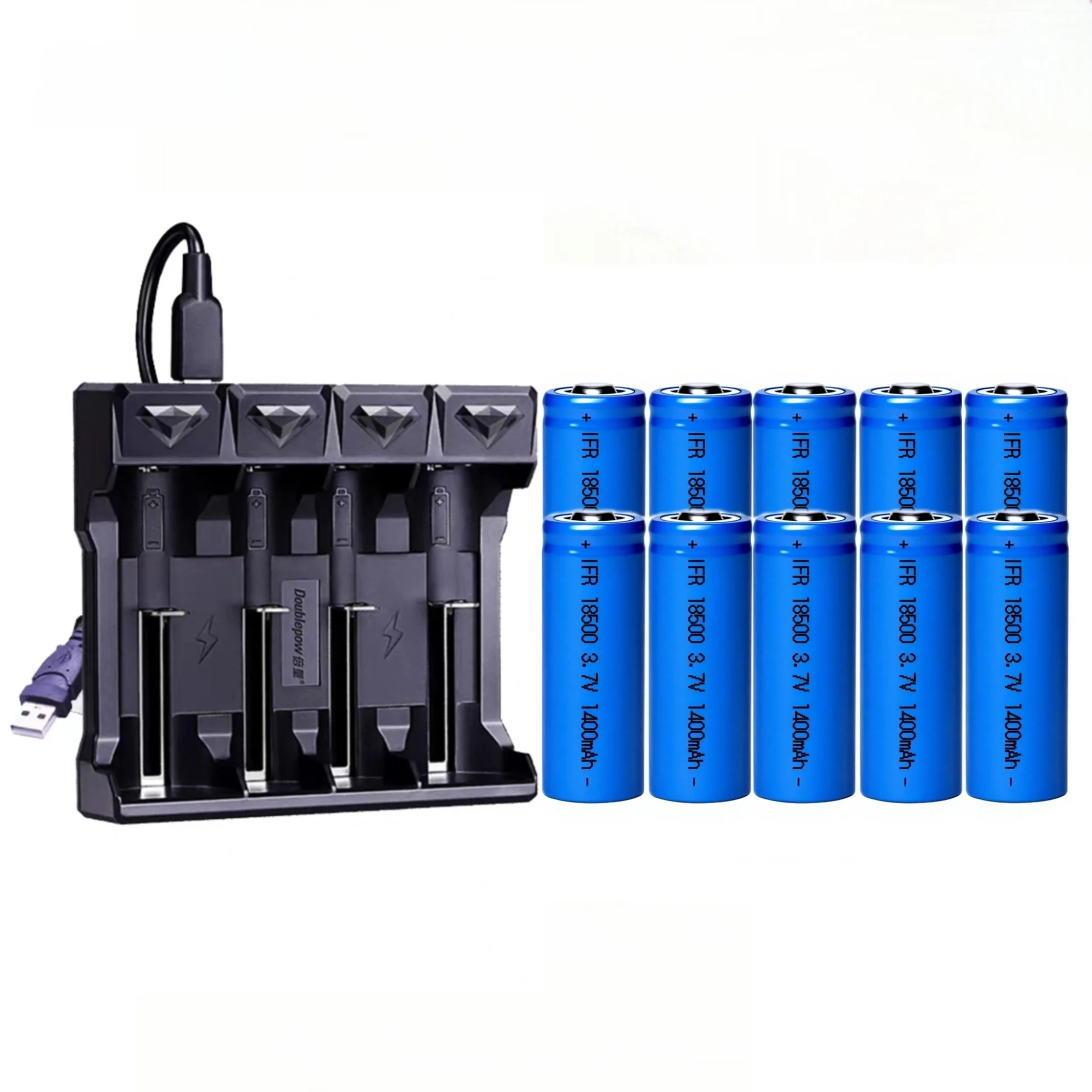 

10PCS 18500 3.7V 1400mAh Rechargeable Lithium Battery Charger for Flashlight Car electronics Electric toothbrush Walkie-talkie