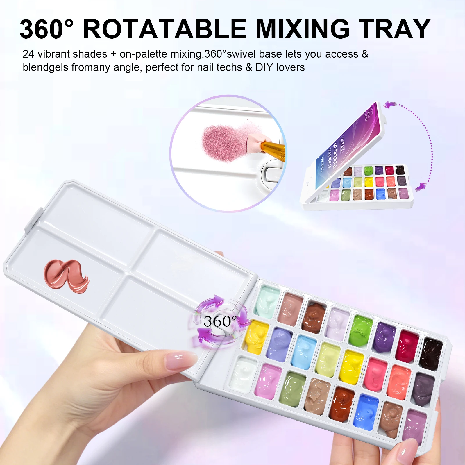 LIMEGIRL 24 Color Wash-Free Painting Gel Palette Nail Art Design Gradient Painting Gel for Nail DIY French Manicure Design Gel